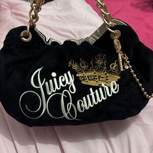 Juicy Couture Black Shoulder Bag with Gold Chain